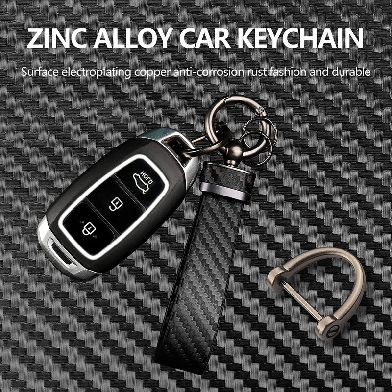 Turcee 2PCS Carbon Fiber Car Keychain Kit Gift for Men and Women Quick Release Spring with D-Ring Anti Lost Car Keychain Organizer - Image 4